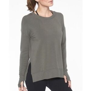 Athleta Coaster Luxe Rib High Hip Sweatshirt Green Size Medium Soft Stretch